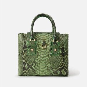 LOVARD Green Python Box Tote Bag with gold hardware